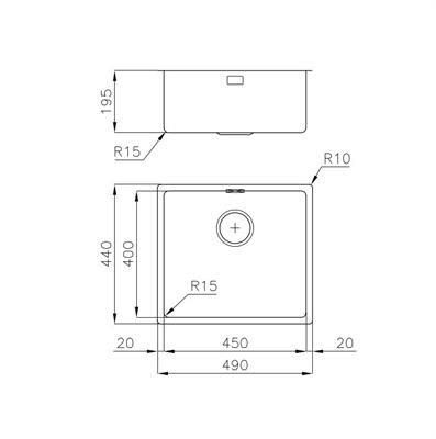 LAVELLO INC. SF/FT INOX 490X440 RETT. KE FILOTOP FOSTER