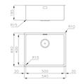 LAVELLO SOTTOTOP GUN METAL 540X440 RETT. KE R15 FOSTER