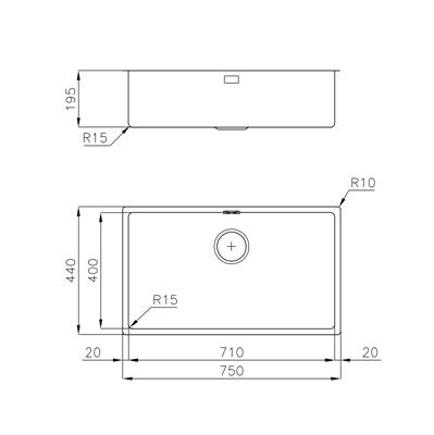 LAVELLO SOTTOTOP INOX 750X440 1V KE R15 FOSTER