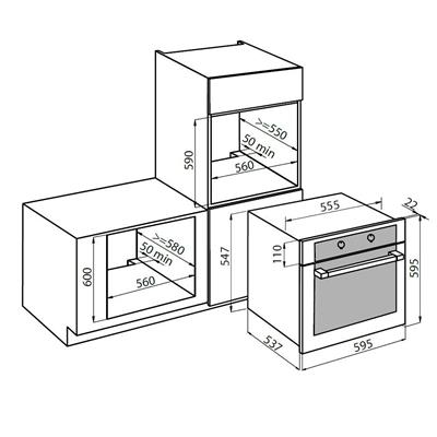 FORNO ELETT. INC. INOX 60X60 MULTIF. 8F.70LT.CL.A KE FOSTER