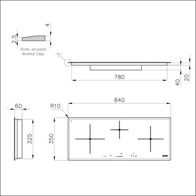 P. COTT. 3 ZONE INDUZIONE FT V.NERO 840X350 S4000 FOSTER
