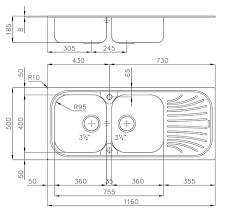 LAVELLO INC. INOX 1160X500 2V+GOCC.SX ALIEN DESIGN FOSTER