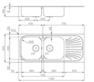 LAVELLO INC. INOX 1160X500 2V+GOCC.SX ALIEN DESIGN FOSTER