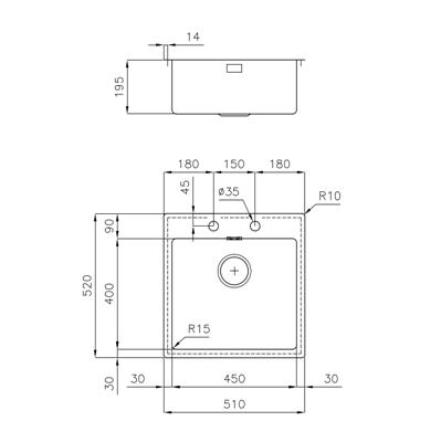 LAVELLO INC. SF/FT INOX 510X520 RETT. KE FILOTOP FOSTER